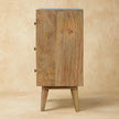 3 drawer zig-zag patchwork chest in solid mango wood styled in a room