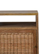 Knit Door Bedside table with rattan door and four Nordic-style legs