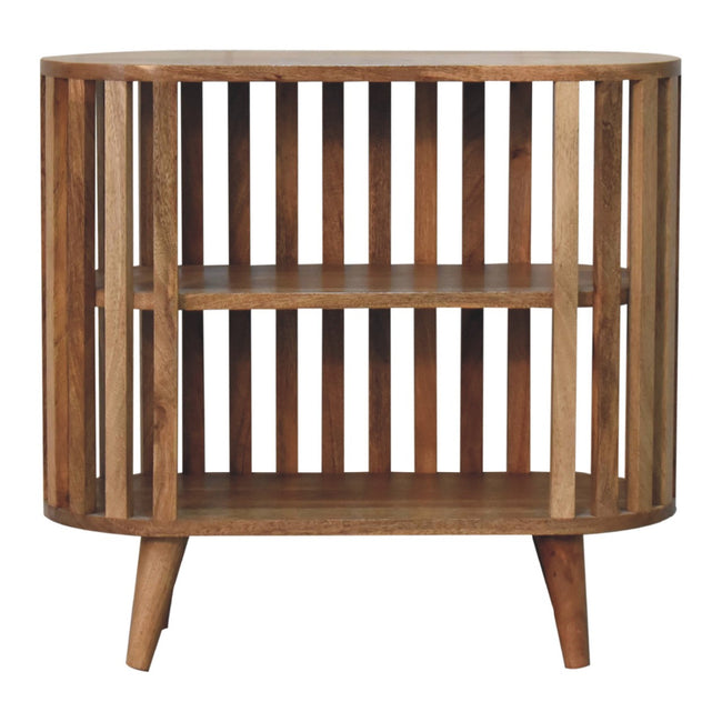 Ariella solid mango wood cabinet with oak-ish finish, front view