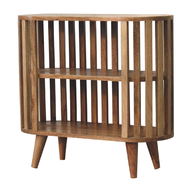 Ariella cabinet with two open shelves, angled view