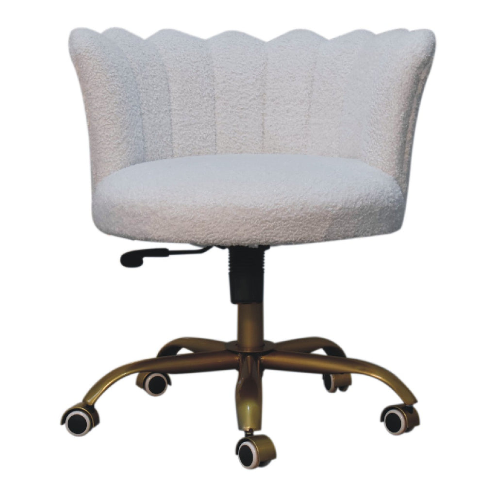 White Boucle Swivel Chair