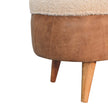 Buffalo leather base and straps of the tan bench
