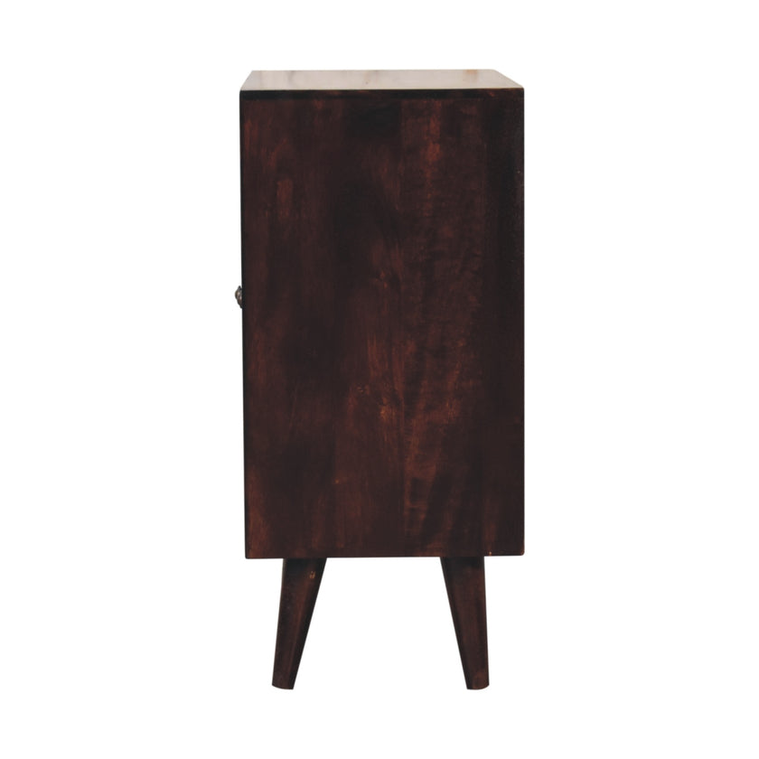 Mini Pineapple Carved Light Walnut Cabinet