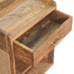 Close-up of the bedside table drawer and T-bar handle