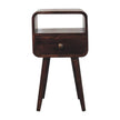 Mini California Walnut Curved Bedside with Open Slot