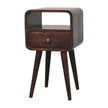 Mini California Walnut Curved Bedside with Open Slot
