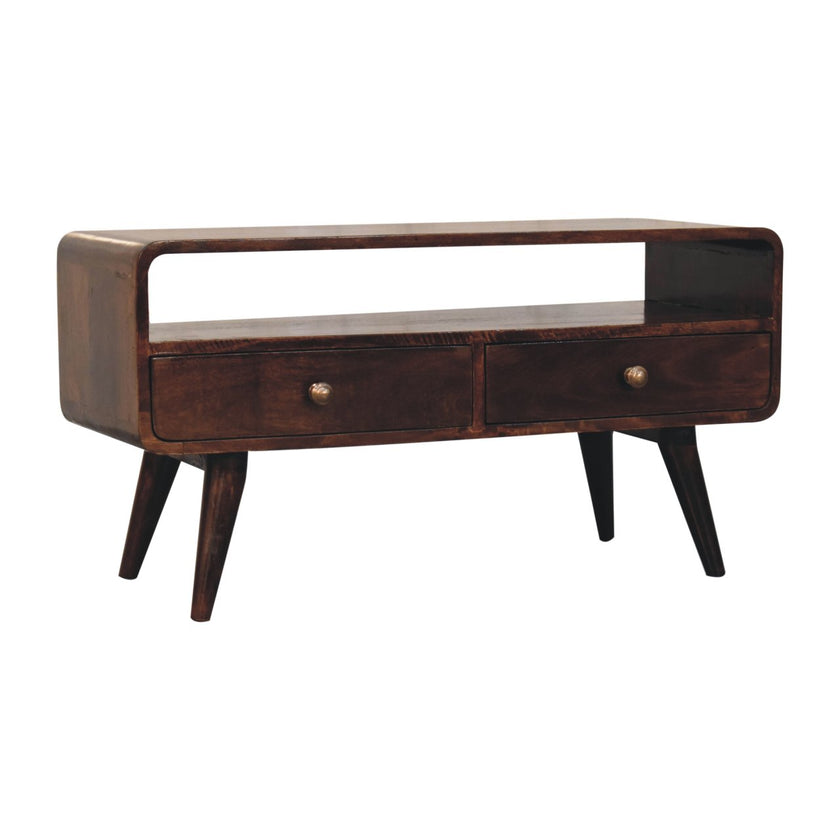 Curved California Walnut Media Unit