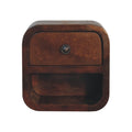 Extra Mini Curved Chestnut Bedside with Open Slot