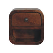 Extra Mini Curved Chestnut Bedside with Open Slot