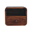 Extra Mini Wall Mounted Curved Chestnut Bedside with Open Slot