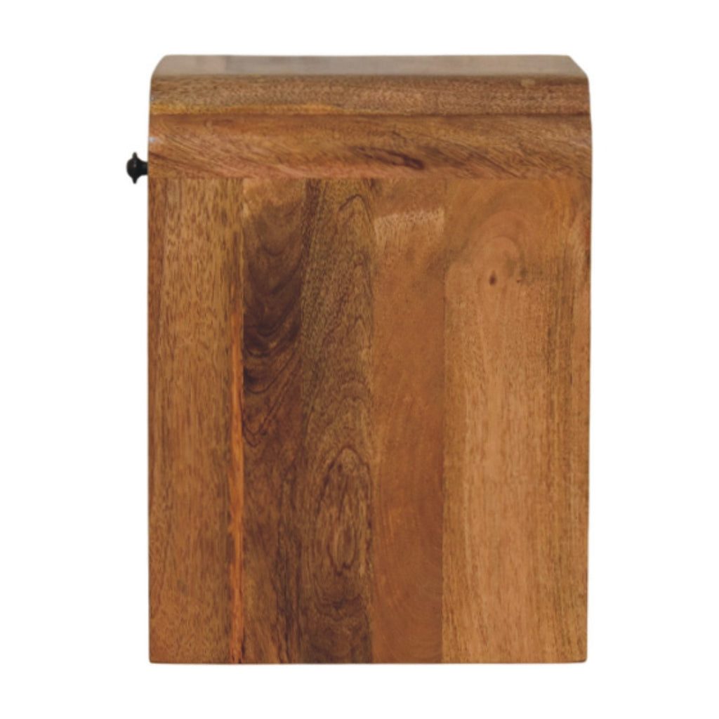 Newton Mini Oak-ish Nightstand with a drawer and open shelf