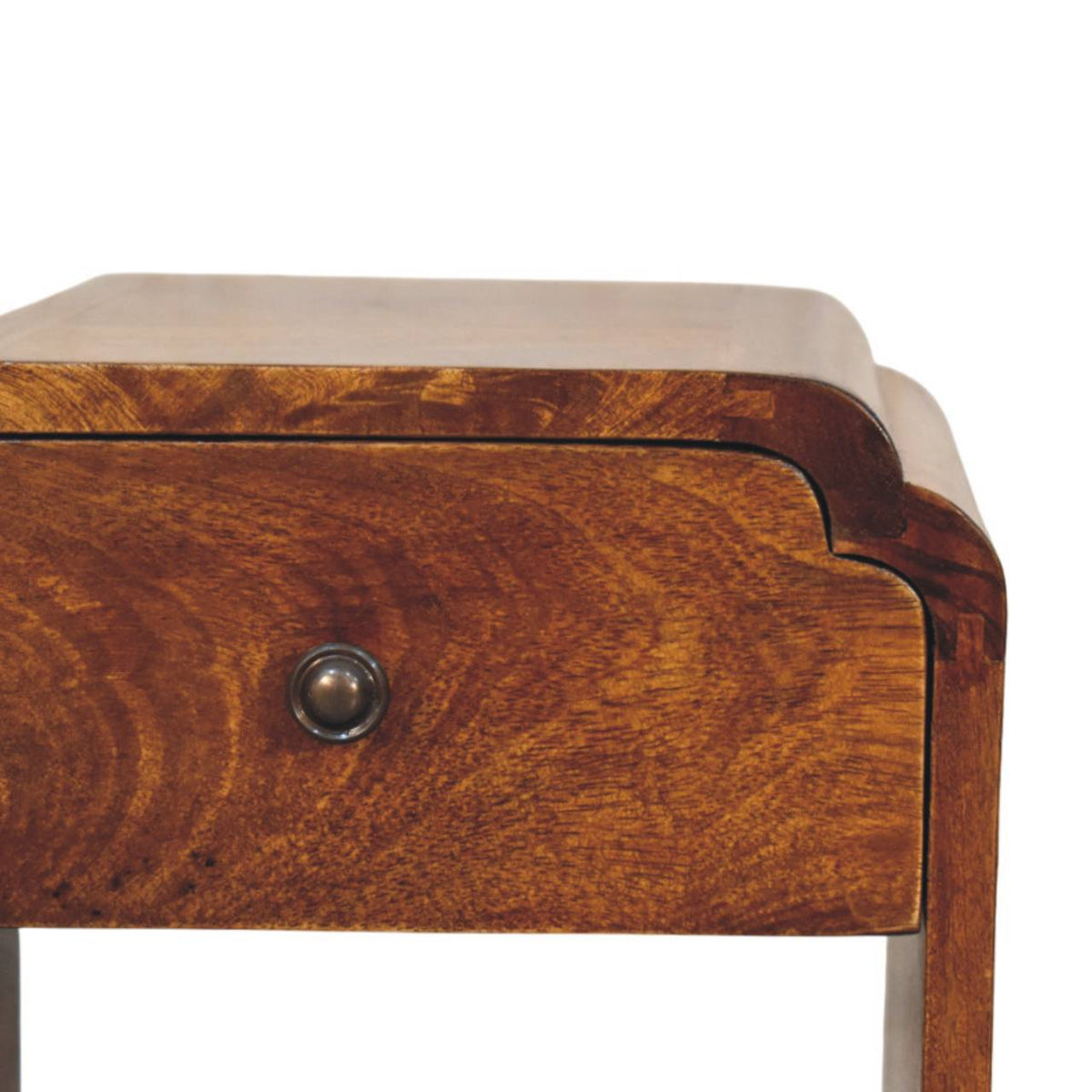 Newton Mini Chestnut Nightstand with a drawer and open shelf