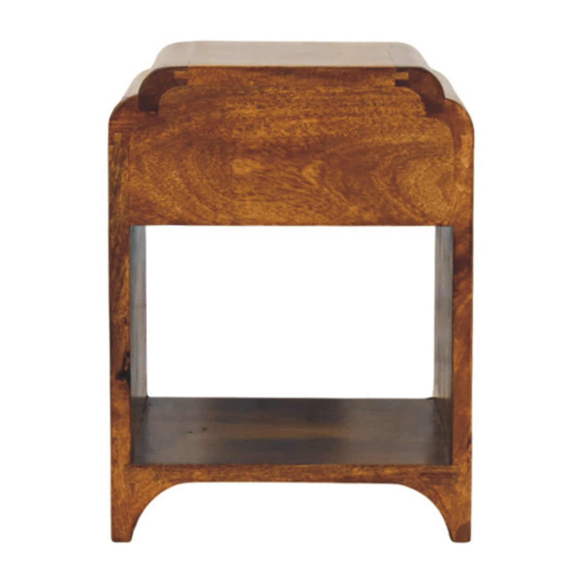 Newton Mini Chestnut Nightstand with a drawer and open shelf