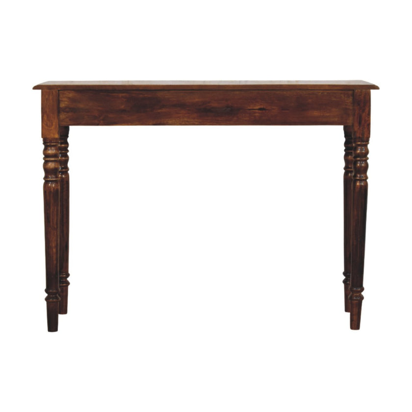 Turned Legs 3 Drawer Chestnut Console