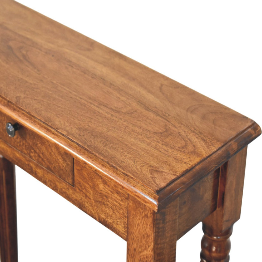 Turned Legs 1 Drawer Chestnut Console