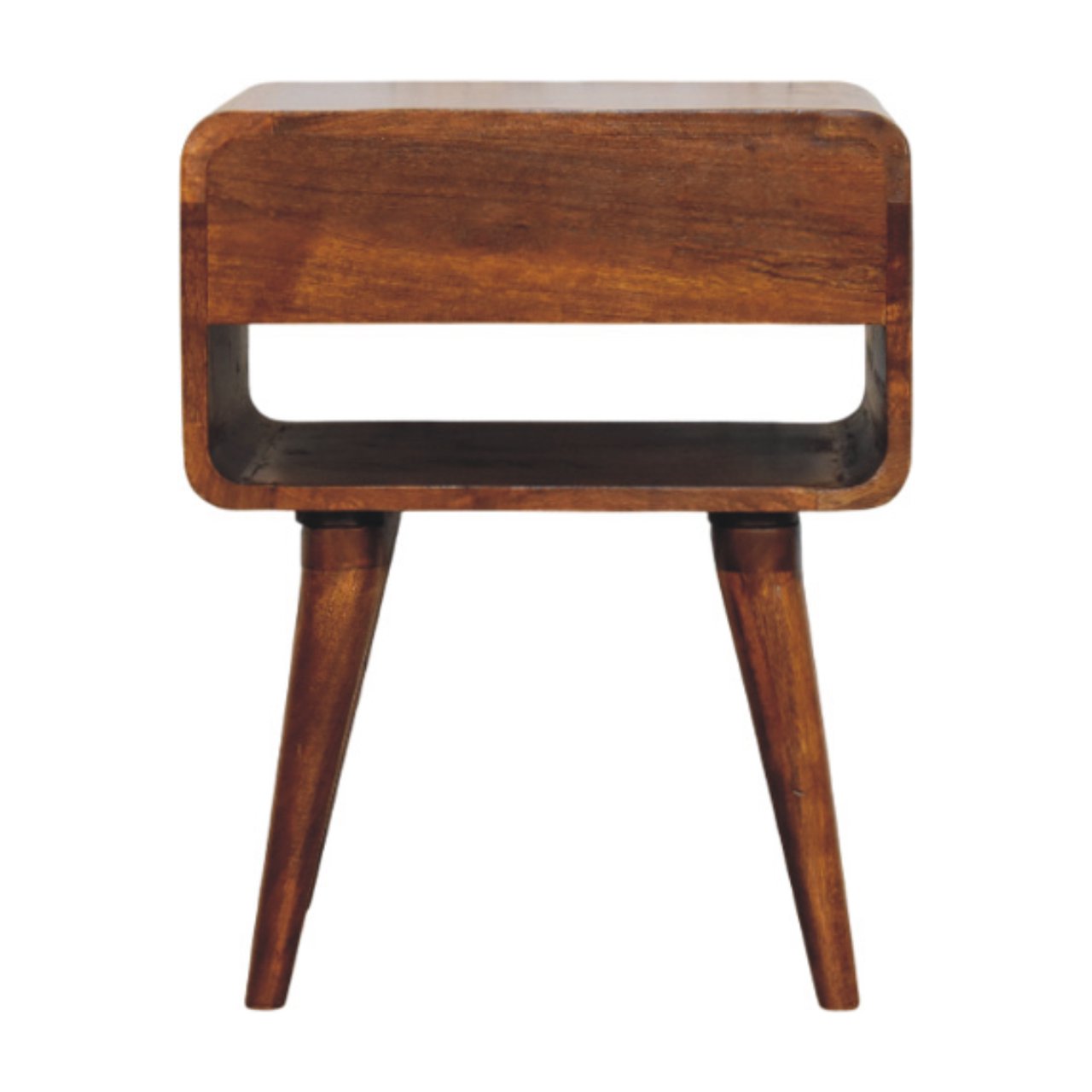 Avora Chestnut Nightstand with Drawer and open slot