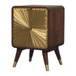 Avora Brass Embossed 2 Drawer Chestnut Nightstand