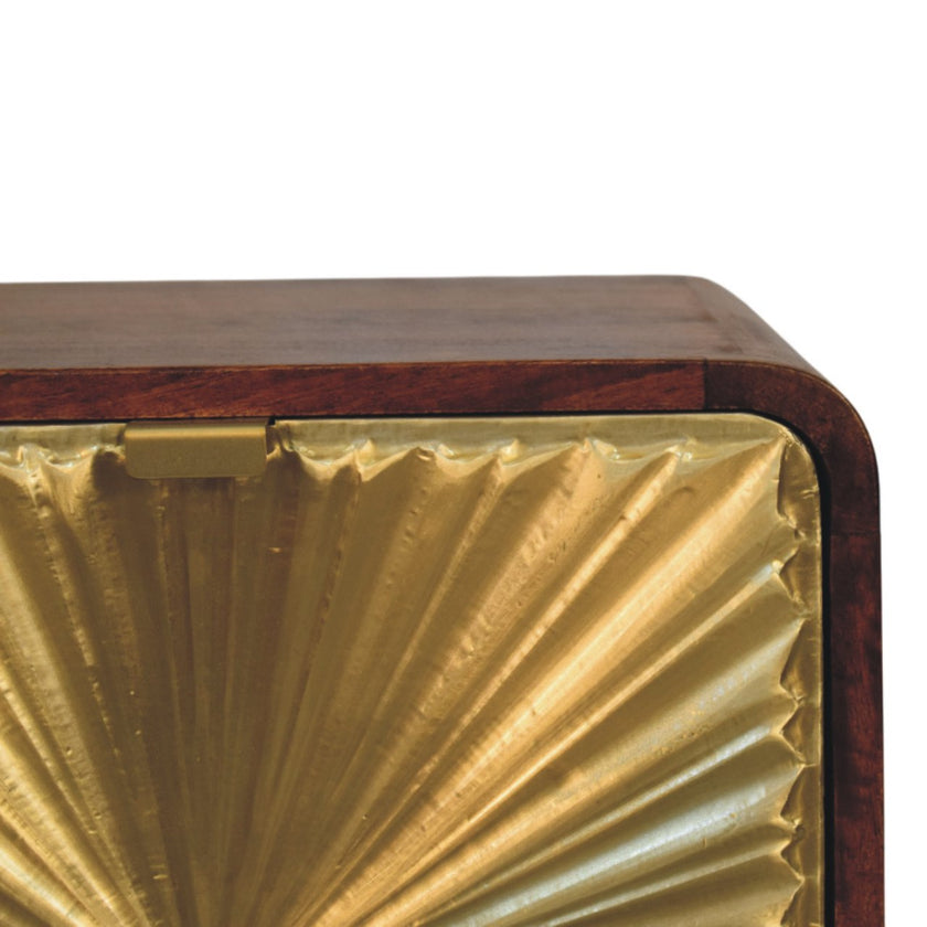 Avora Brass Embossed 2 Drawer Chestnut Nightstand