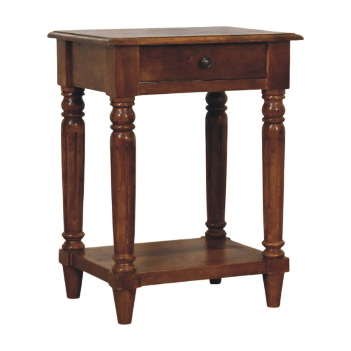 Turned Legs Chestnut 1 Drawer Side Table