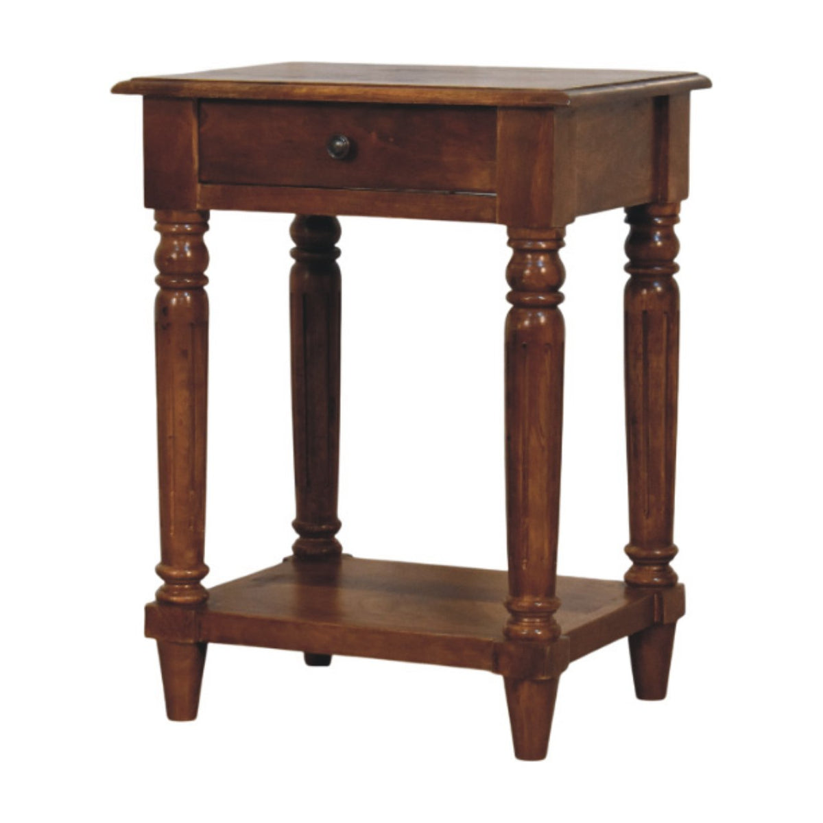 Turned Legs Chestnut 1 Drawer Side Table