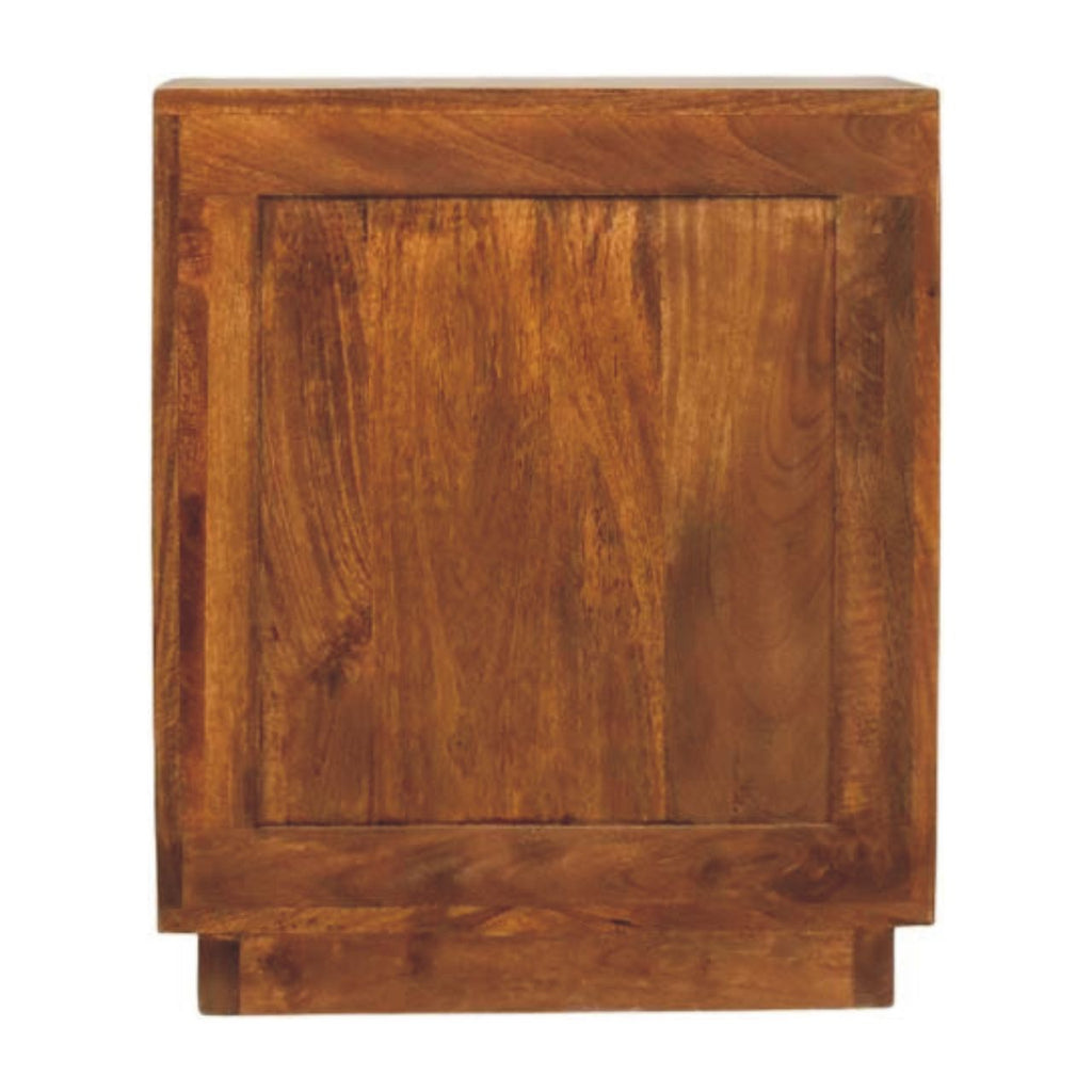 Solid Wood Curved Ribbed Bedside with Drawer