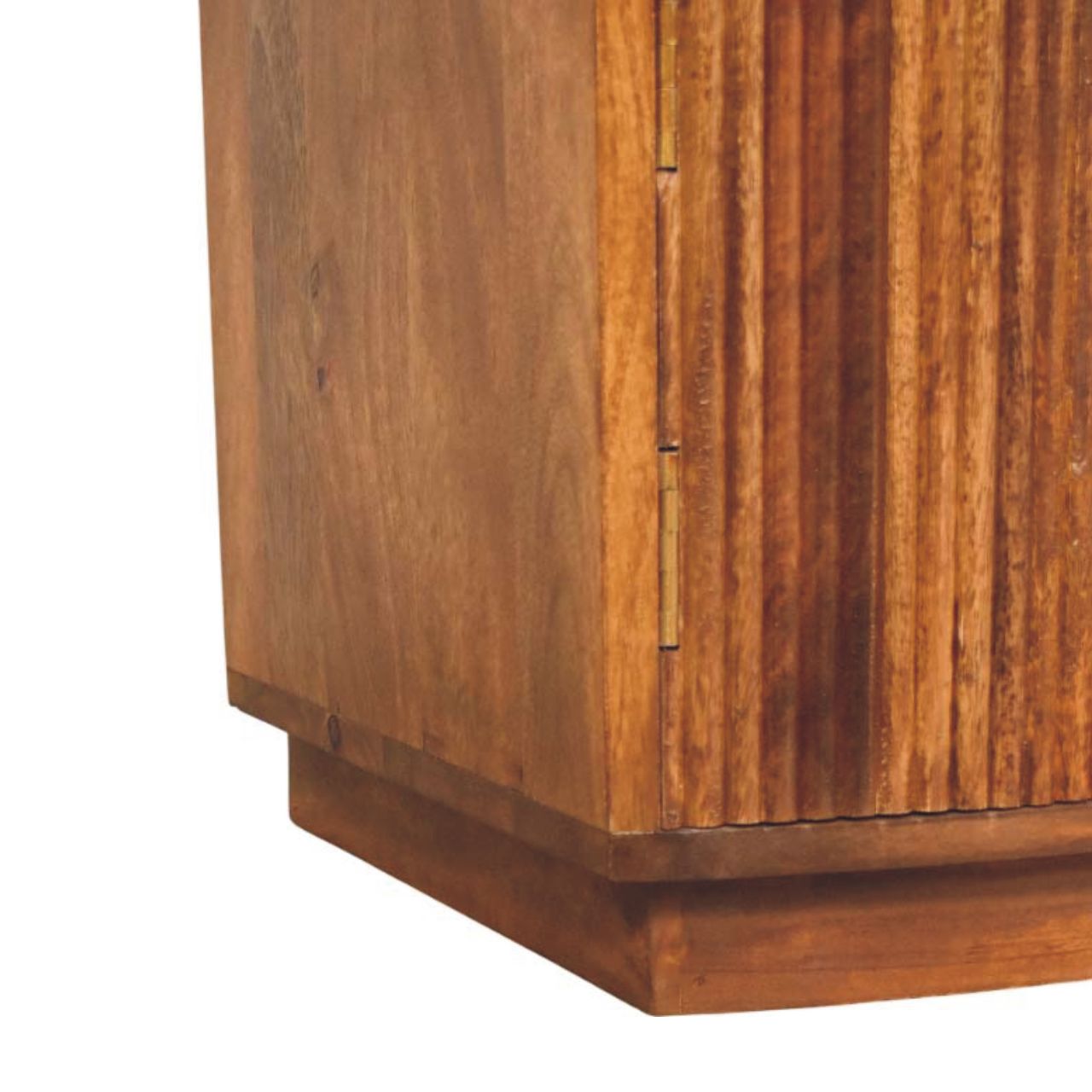 Solid Wood Curved Ribbed Bedside with Drawer