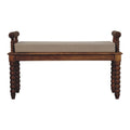 Spindle Amber Linen Bench