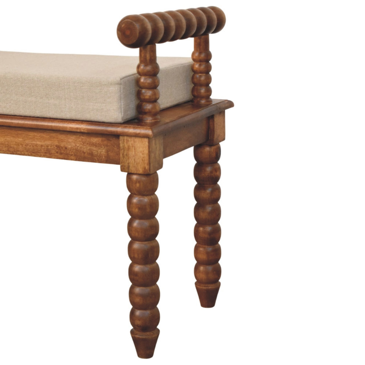 Spindle Amber Linen Bench