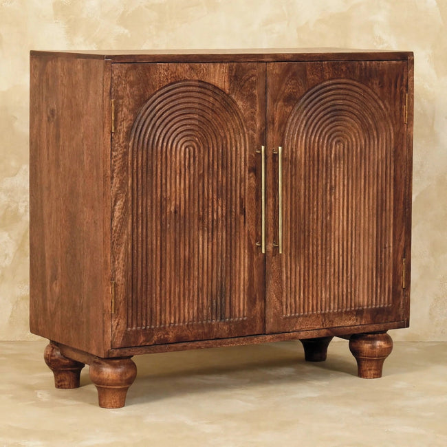 Front view of the Arco Groove sideboard in a styled living room