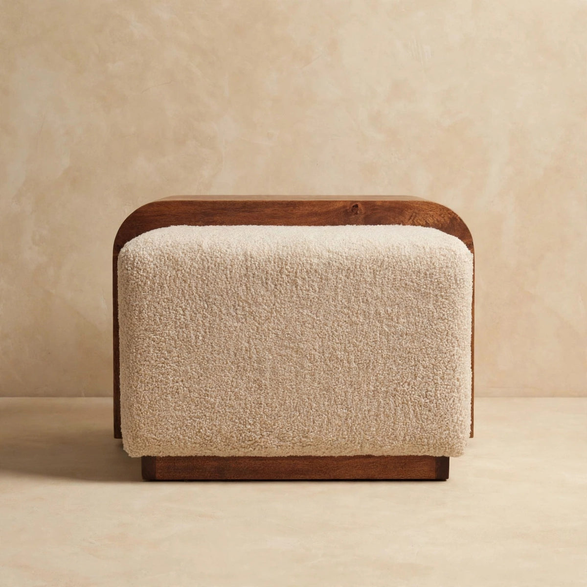 Arden Bench Duo styled in a room with the wood table top left clear