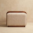 Arden Bench Duo styled in a room with the wood table top left clear