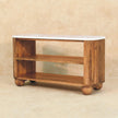 Fluted side detail on the mango wood shoe bench