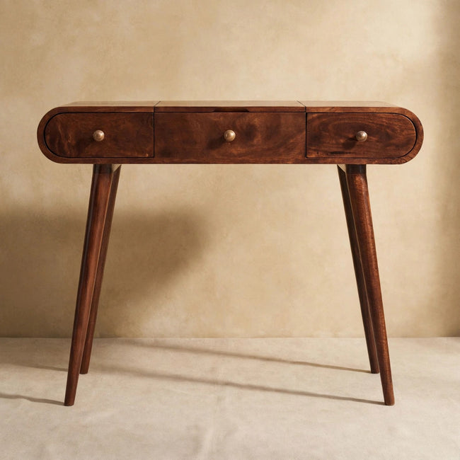 Solid mango wood dressing table with three drawers and Nordic-style legs