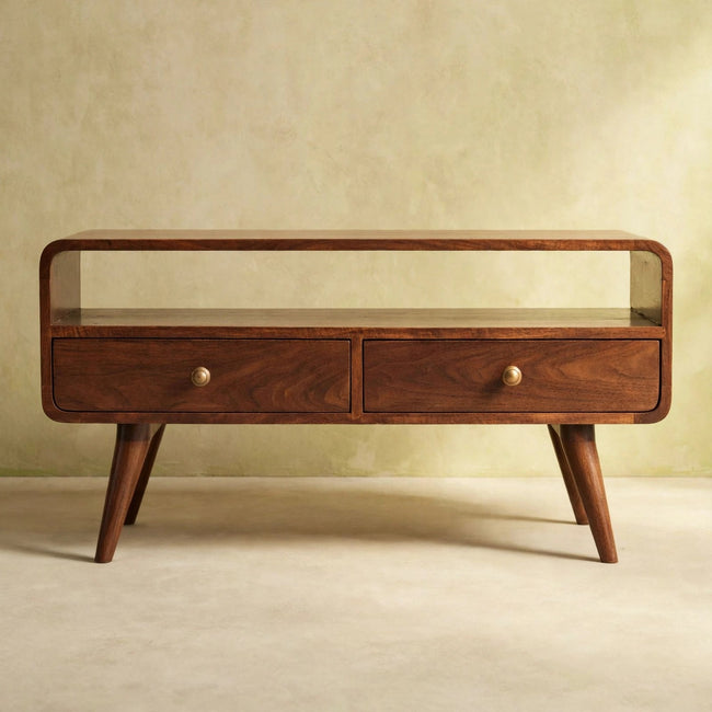 Curved California Walnut Media Unit