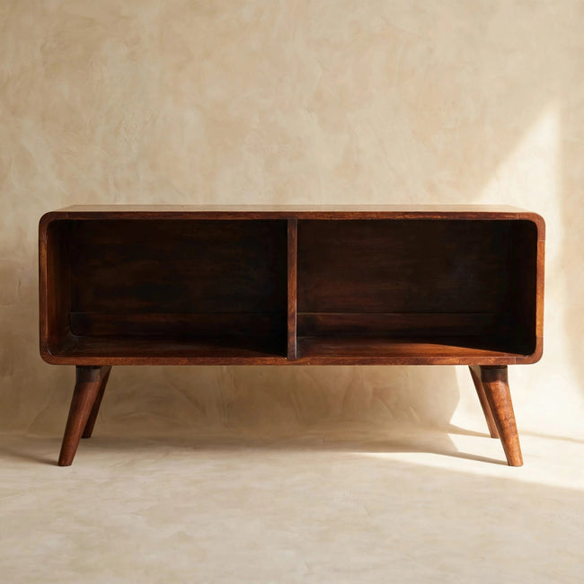 Curved Chestnut Double Slot Media Unit