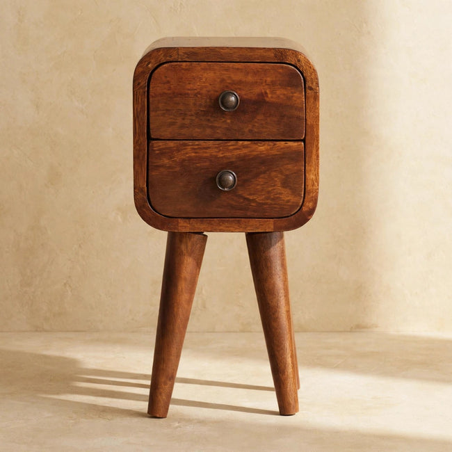 Extra Mini Curved Chestnut Bedside