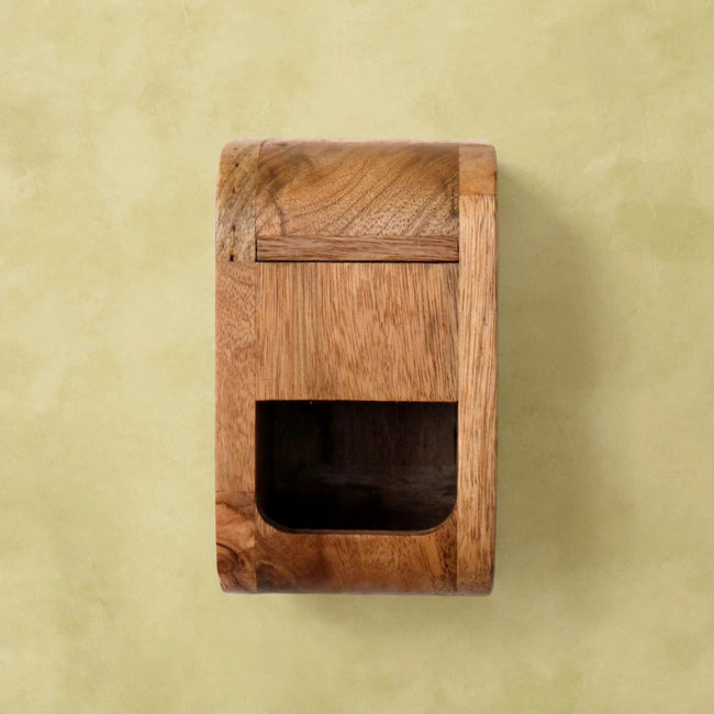 Extra Mini Curved Oak-ish Bedside with Open Slot