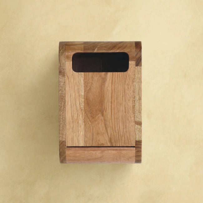Extra Mini Wall Mounted Curved Oak-ish Bedside with Open Slot