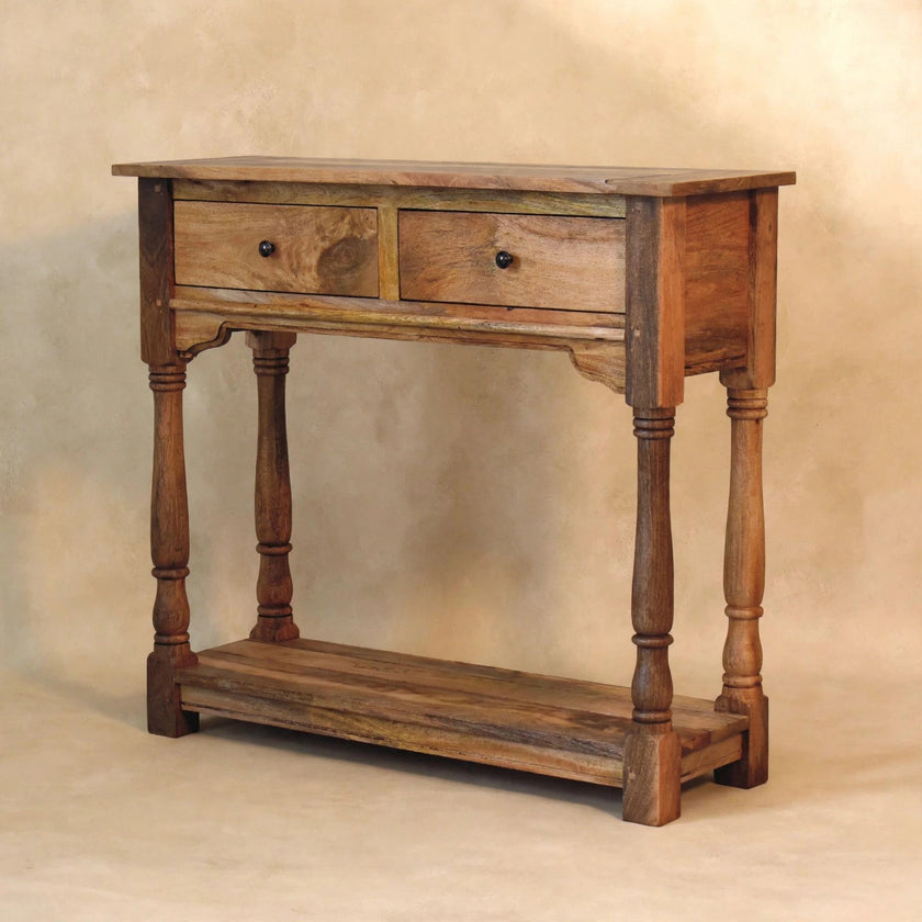 Classic English style dining table and chairs set up for a family meal
