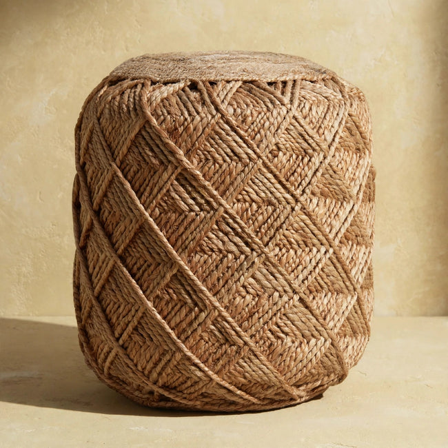Jute Fiber Footstool Large Pattern