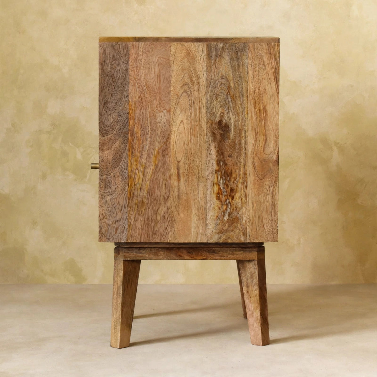 Knit Door Bedside used as a nightstand with bedroom accessories on top