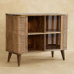 Larissa mango wood cabinet with decor displayed on top