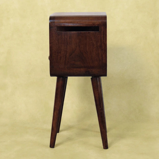 Mini California Walnut Curved Bedside with Open Slot