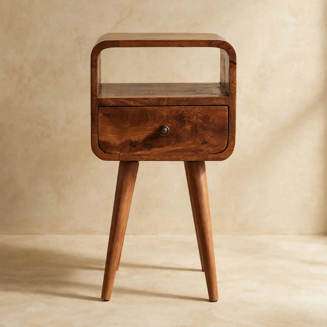 Mini Chestnut Curve Open Bedside