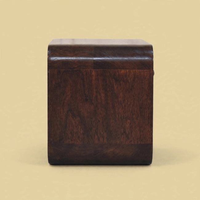 Mini Curved California Walnut Wall Mounted Bedside with Open Slot