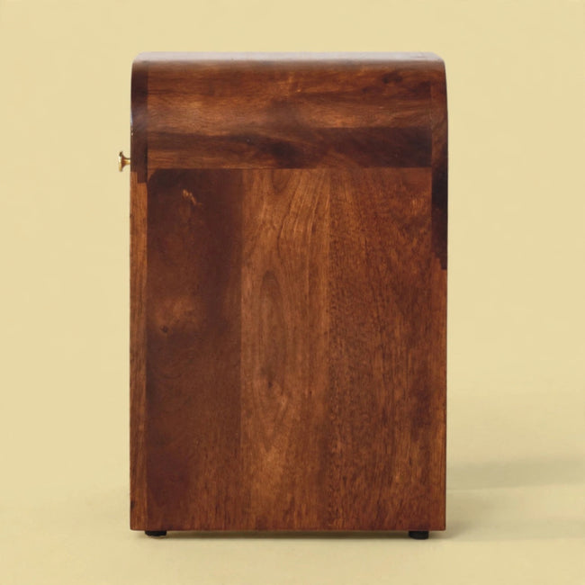 Mini Darcy Chestnut Nightstand with Curved Edges