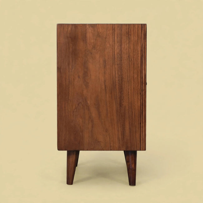 Mini Pineapple Carved Light Walnut Cabinet