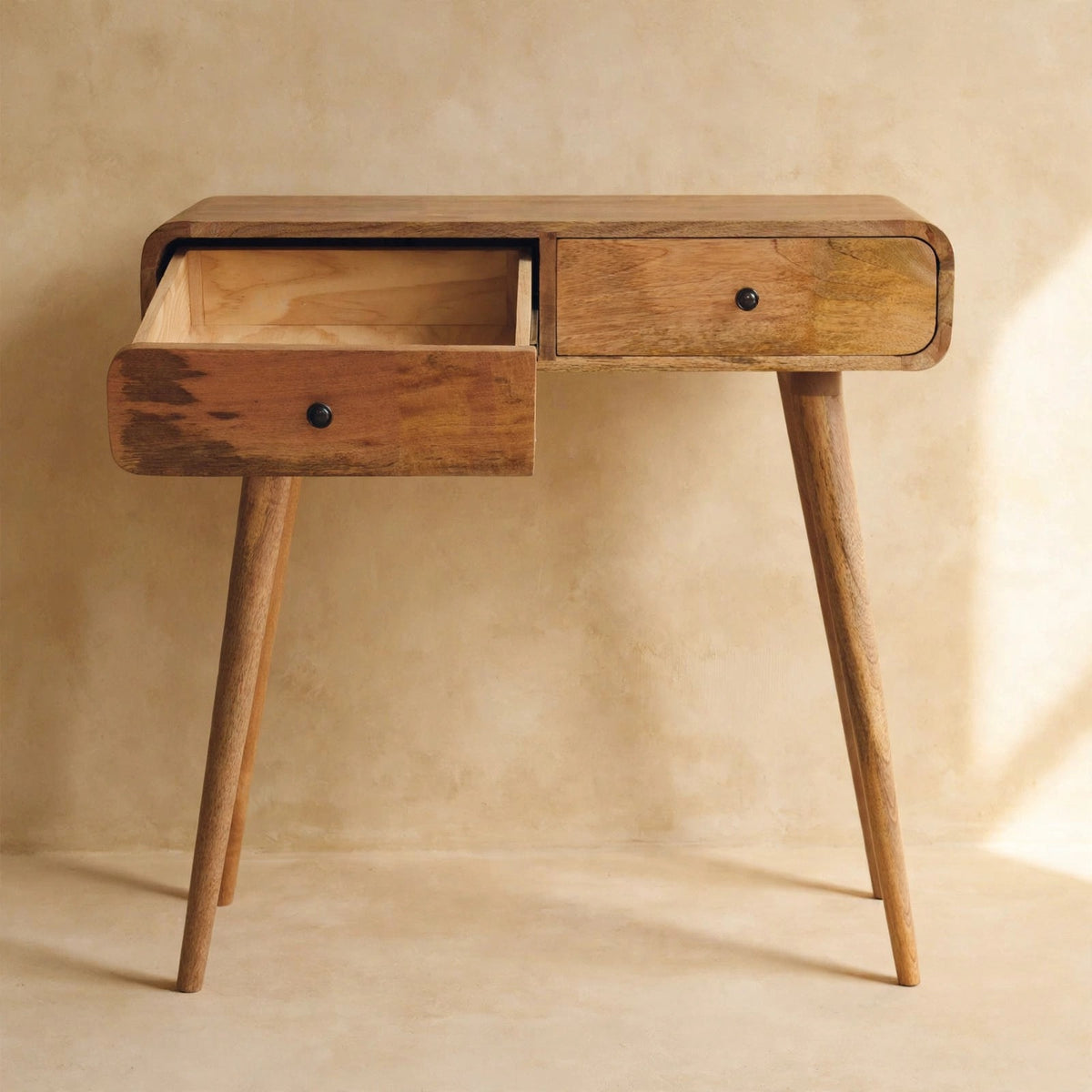 Oak-ish Curved Hallway Table