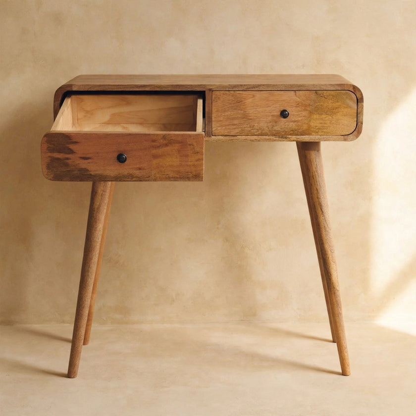 Oak-ish Curved Hallway Table