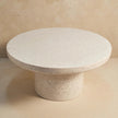 Close-up of the smooth speckled terrazzo top of the Serenity coffee table